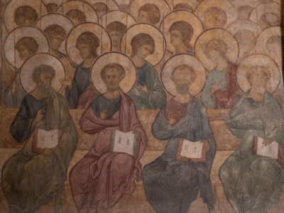 pictură cu sfinți din Biserica Ortodoxă