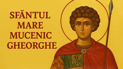 Icoana Sfântului Mare Mucenic Gheorghe, pe cal, străpungând balaurul, simbol al credinței biruitoare