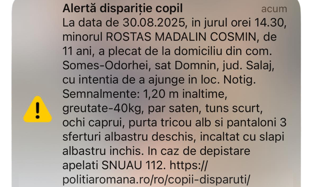 alertă copil dispărut
